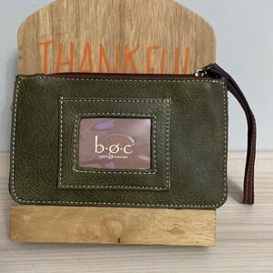 B.o.c Born concept wristlet wallet olive green zip clutch ID